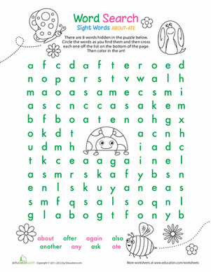 Sight Word Search: A