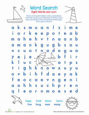 Alphabet Word Search: K, L, M