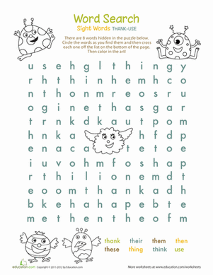 Alphabet Word Search: T, U