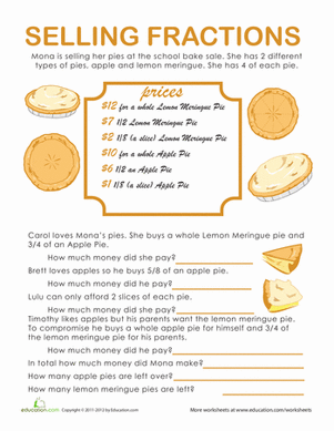 Fraction Word Problems: Pie Time