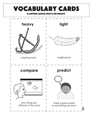 Vocabulary Cards: What's the Weight?