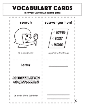 Vocabulary Cards: Reading Games