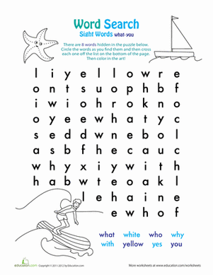 Easy Word Search: W through Y