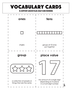 Vocabulary Cards: Snap Cube Numbers
