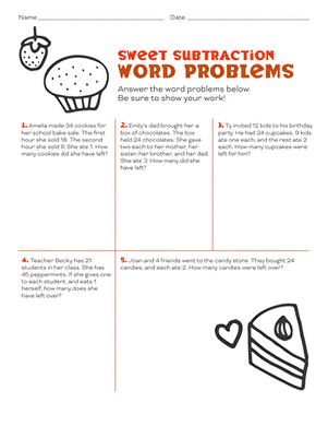Sweet Subtraction Word Problems