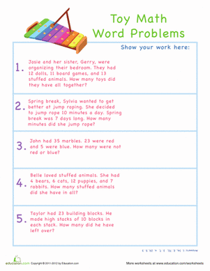 Toy Subtraction Word Problems