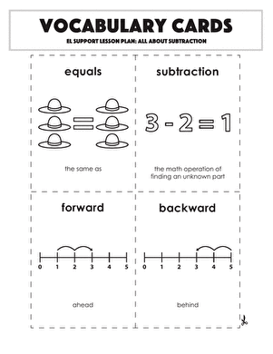 Vocabulary Cards: All About Subtraction