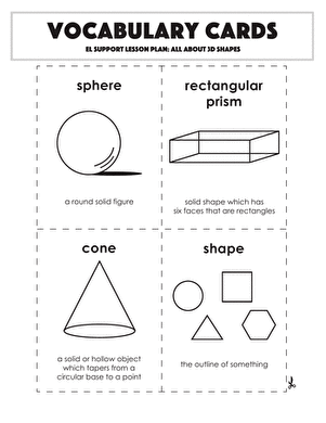 Vocabulary Cards: All About 3D Shapes