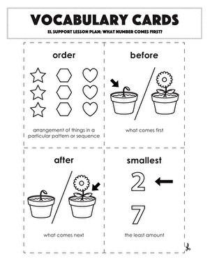 Vocabulary Cards: What Number Comes First?