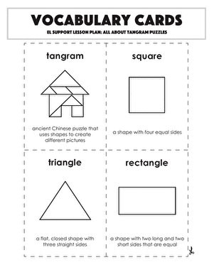 Vocabulary Cards: All About Tangram Puzzles
