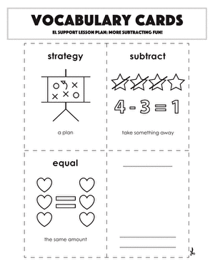 Vocabulary Cards: More Subtracting Fun!