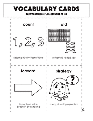 Vocabulary Cards: Counting to 100