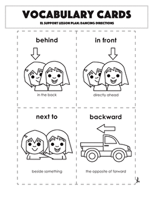 Vocabulary Cards: Dancing Directions