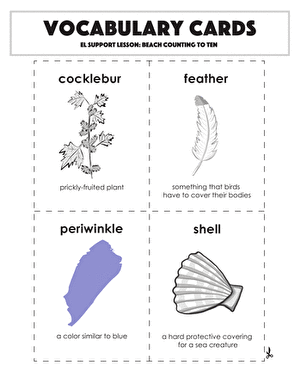 词汇卡片:海滩数到十
