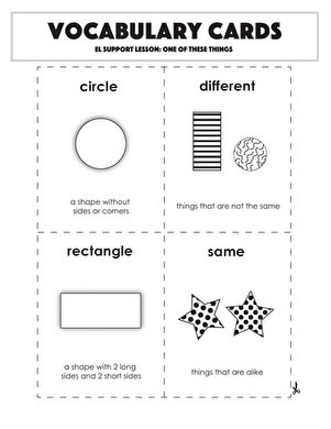 Vocabulary Cards: One of These Things