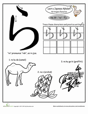 Hiragana Alphabet: "ra"