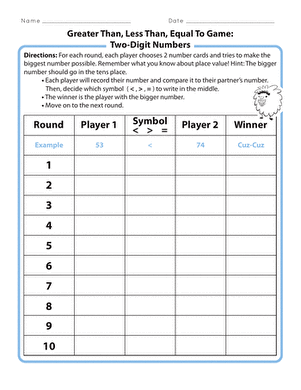 大于、小于、等于游戏:两位数