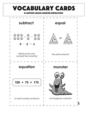 词汇卡片:怪物减法