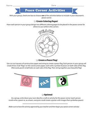 Peace Corner Activities