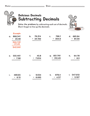Subtracting Decimals