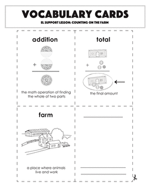 Vocabulary Cards: Counting on the Farm