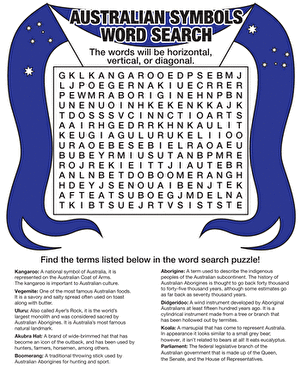 Countries Word Search: Australia