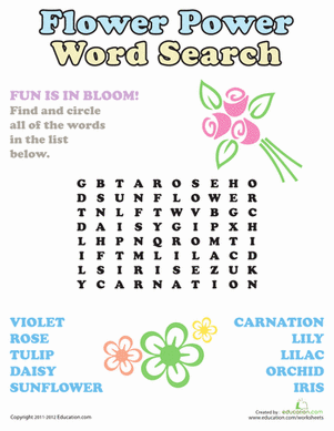 Flower Word Search