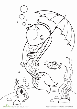 Umbrella Fish Coloring Page