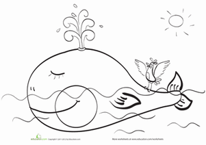 Happy Whale Coloring Page