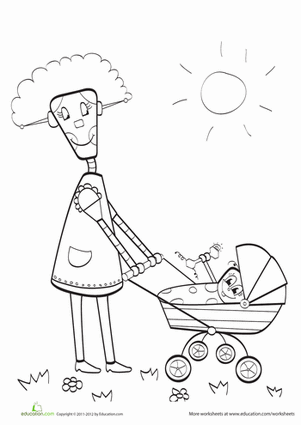 Robot Family Coloring Page