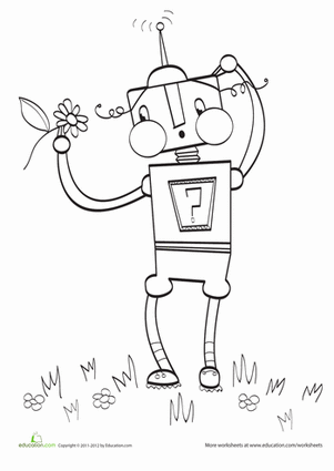 Flower Robot Coloring Page