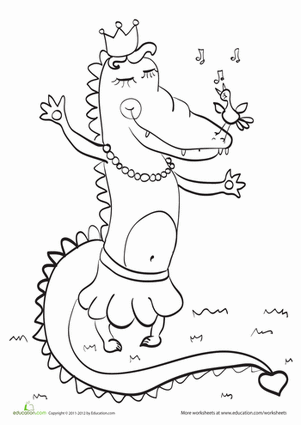 Princess Crocodile Coloring Page