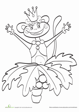 Princess Monkey Coloring Page