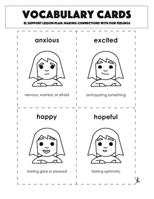 Vocabulary Cards: Making Connections with Our Feelings