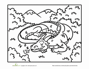 Sleepy Dragon Coloring Page