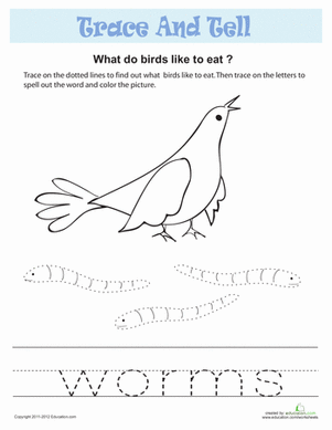 Tracing Sight Words: Worms