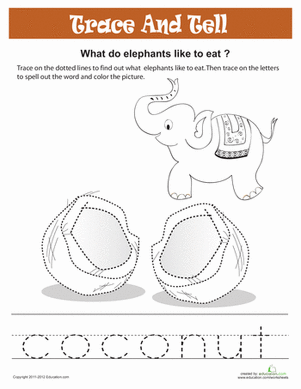 Tracing Sight Words: Coconut