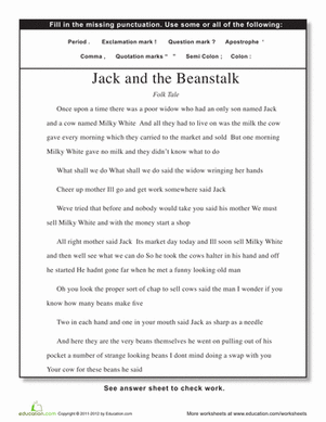 Punctuation: Jack and the Beanstalk