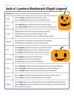 Jack-o'-Lantern Bookmark Glyph Legend