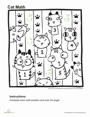 Add and Color: Cats