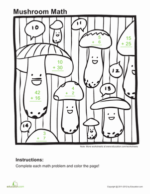 Add and Color: Mushrooms