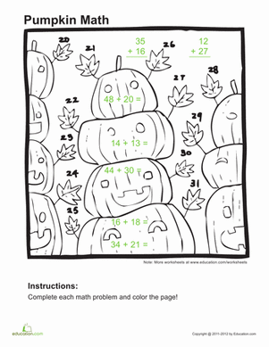 Add and Color: Pumpkins