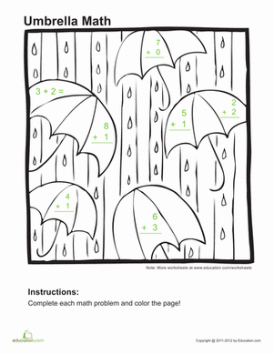 Add and Color: Umbrellas
