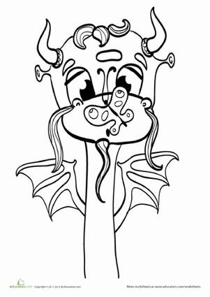 Dragon and Butterfly Coloring Page