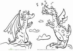 Singing Dragon Coloring Page