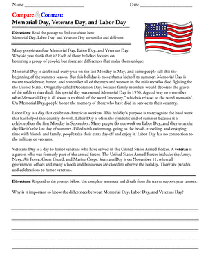 Compare and Contrast: Memorial Day, Labor Day, and Veterans Day