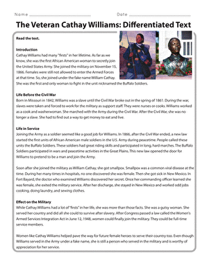 The Veteran Cathay Williams: Differentiated Text