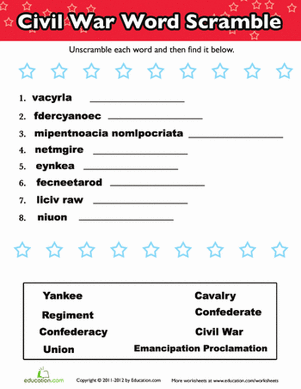 Civil War Word Scramble