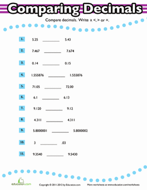 Comparing Decimal Numbers