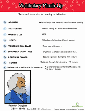 History of Slavery Vocabulary Match-Up
